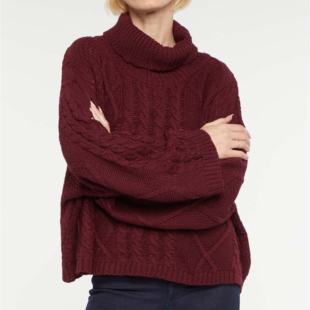 NYDJ | Boysenberry Cable-Knit Cowl Neck Sweater